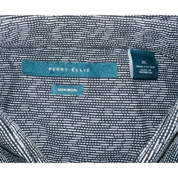 Perry Ellis Mens XL Non-Iron Dress Shirt Grey Patterned - Picture 3 of 3